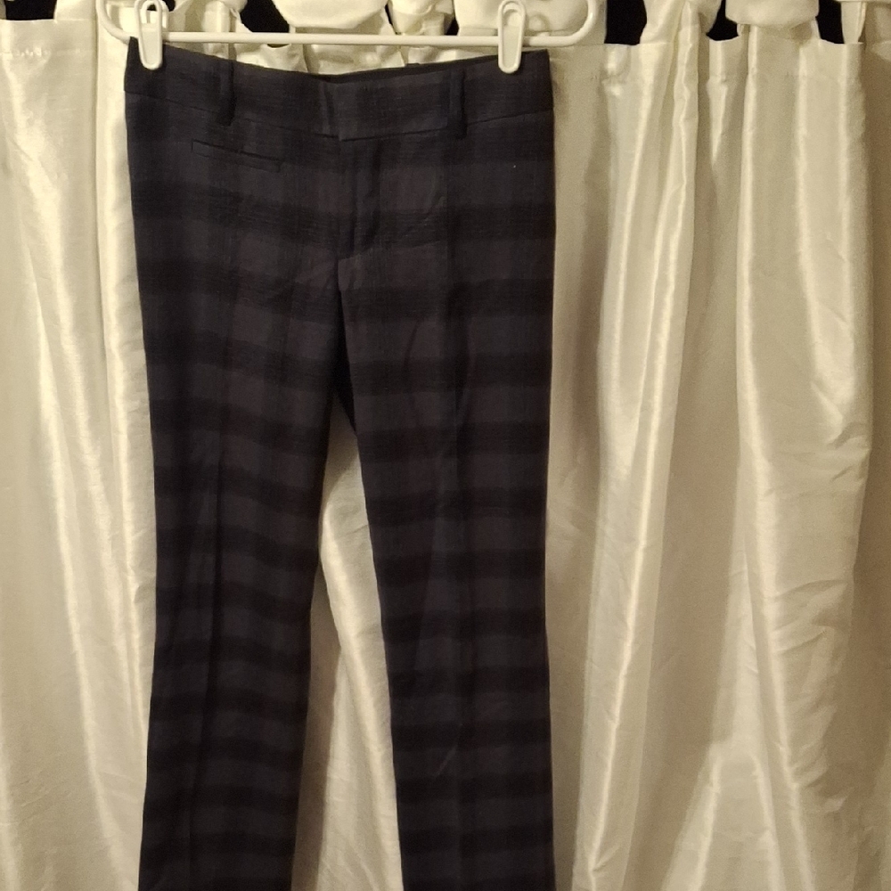Club Monaco  Dark Plaid Dress Pants 00 Wool Blend
